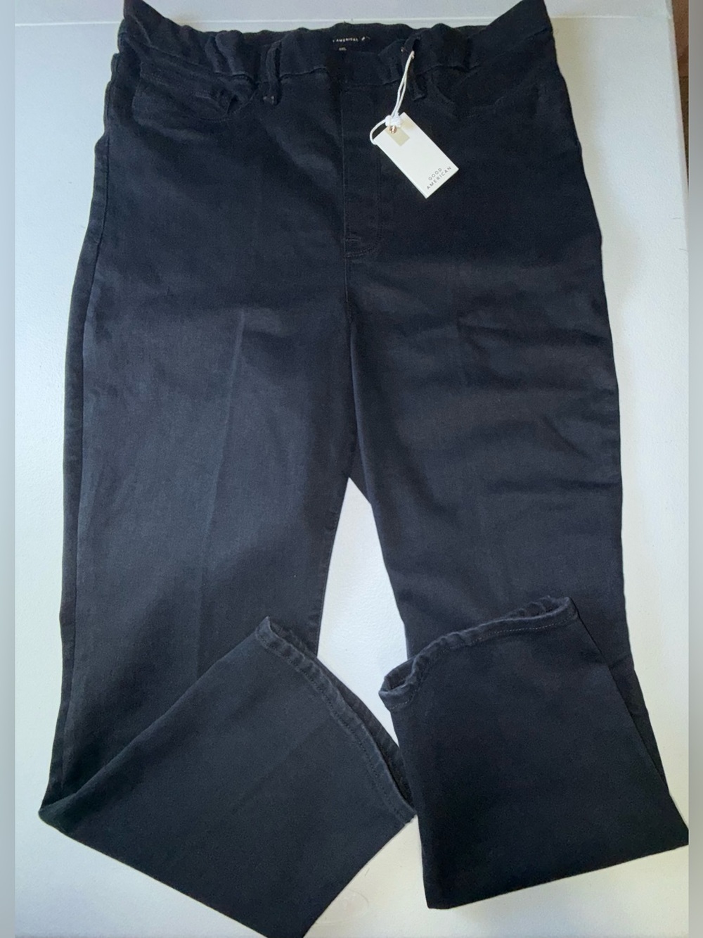 Good American Power Stretch Pull-On Straight Leg Jeans NWT 3XL Black - Picture 5 of 13